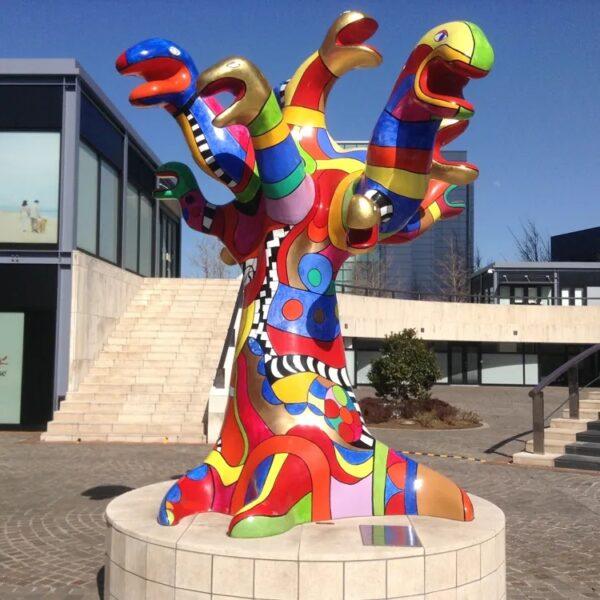 Abstract Multi-Head Painted Sculpture
