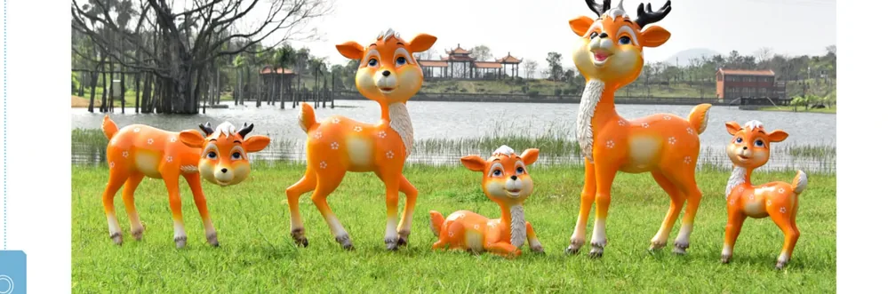 Cartoon Deer Family Garden Sculpture Set