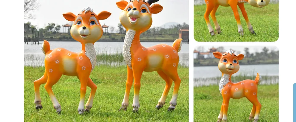 Cartoon Deer Pair Garden Sculptures