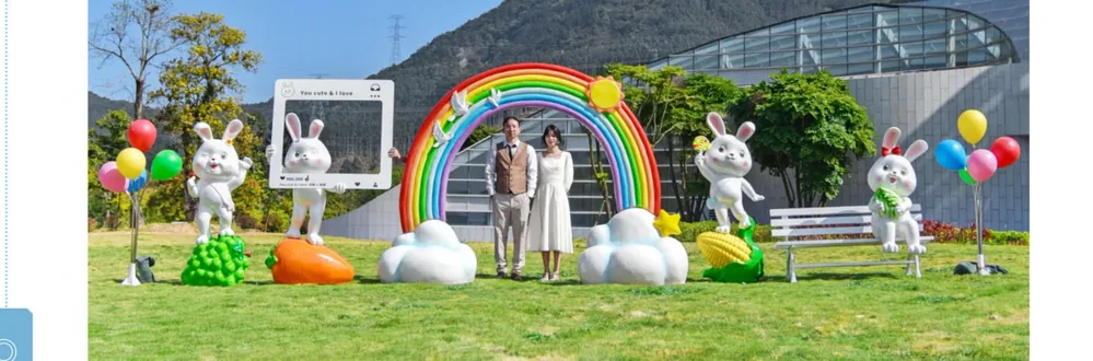 Cartoon Rabbit Rainbow Photo Booth Set