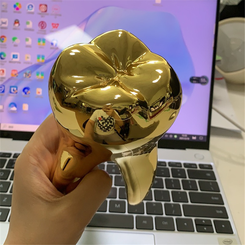 Custom Resin Golden Electroplated Tooth Sculpture Model