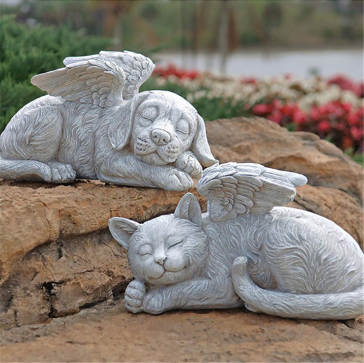 Factory Direct Amazon Hotsell Garden Dog Statue Polystone Dog Angel Pet Memorial