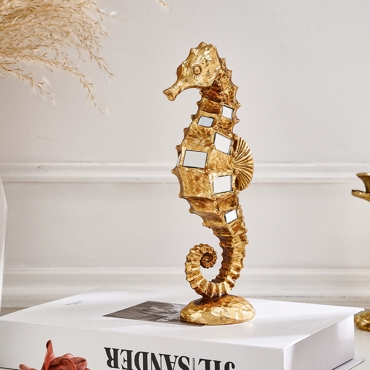 Golden Seahorse Sculpture