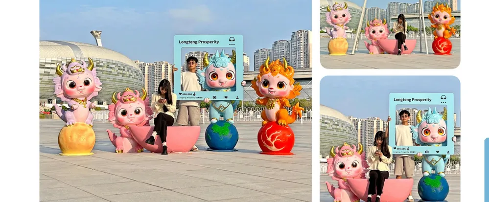 Longteng Prosperity Cartoon Dragon Baby Sculptures