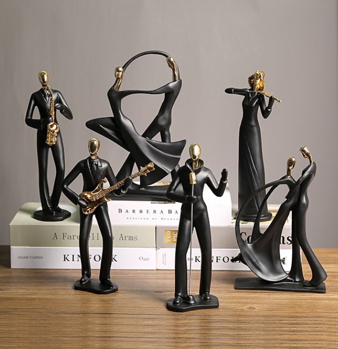 Modern resin music player figure statue for table top decor home decoration acce
