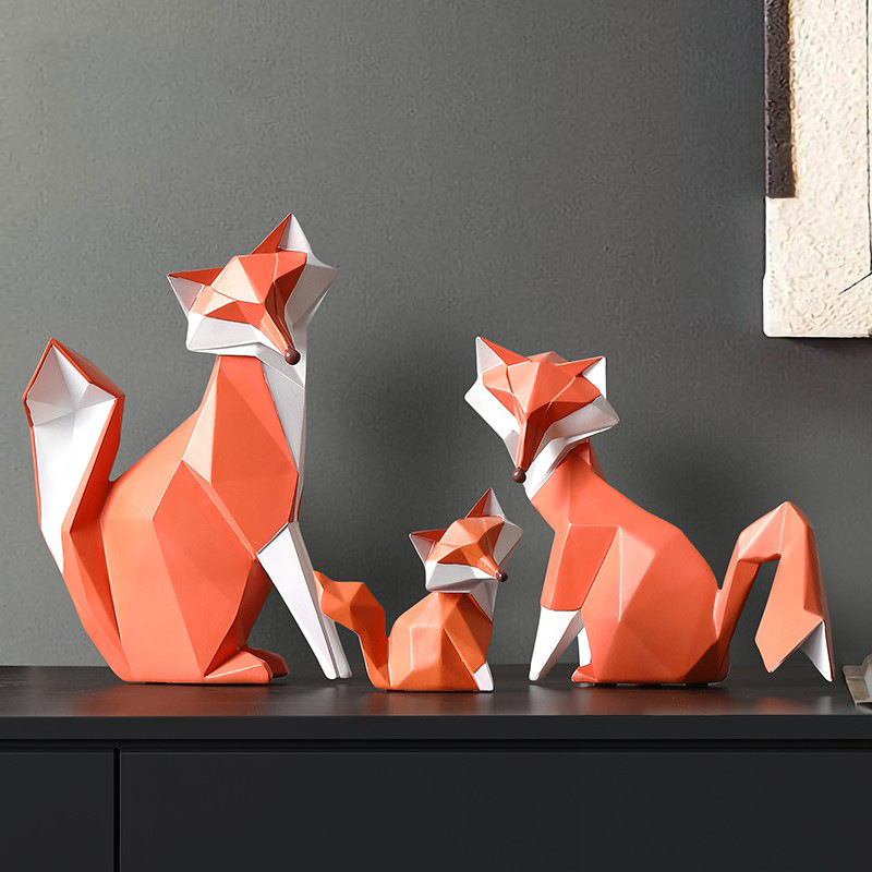 Origami Fox Figurine Set