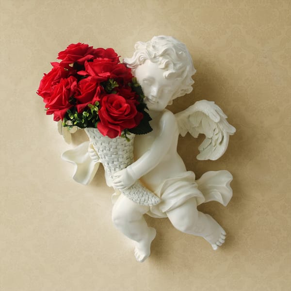 Polyresin Boy Angel Wall Mount Vase