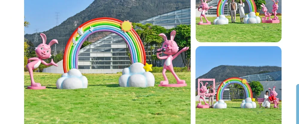 Singing Dancing Cartoon Rabbit Rainbow Sculptures