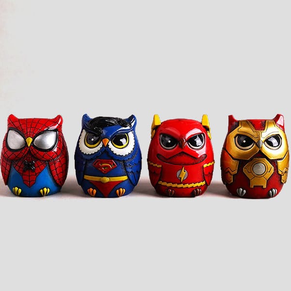 Superhero Style Resin Owl Figurine