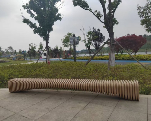 Wave Wood Bench Sculpture
